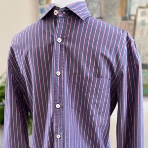 Boden Architect Shirt - Smoky Blue with Pink Pin Stripe, Size S